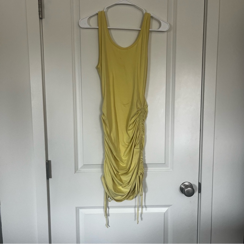 Yellow Ruched Midi Dress - Picture 4 of 5